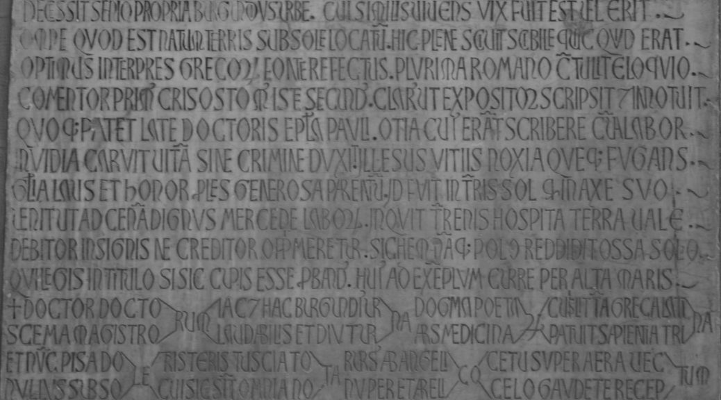 Lapide commemorativa di Burgundio, Chiesa di San Paolo a Ripa d'Arno, Pisa. Foto: Alberto Martini, CFS Università di Pisa